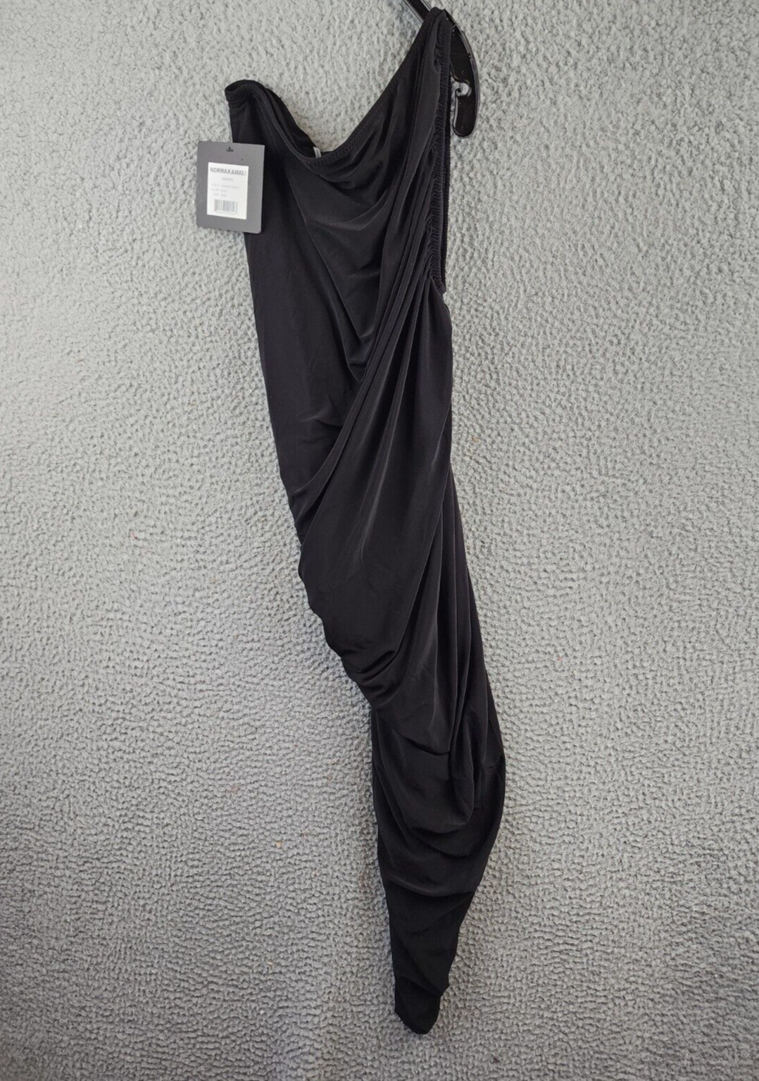 Norma Kamali Diana One Shoulder Mini Dress Womens M/38 Black Asymmetric Pullover - Picture 13 of 15