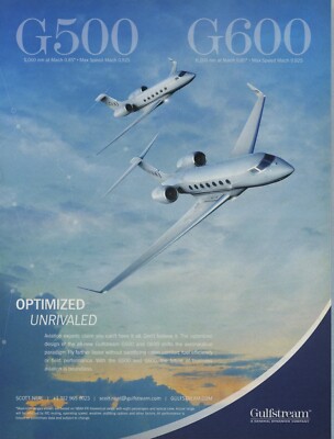 2014 Vintage Magazine Page Ad for the Gulfstream G500 & G600 Jets
