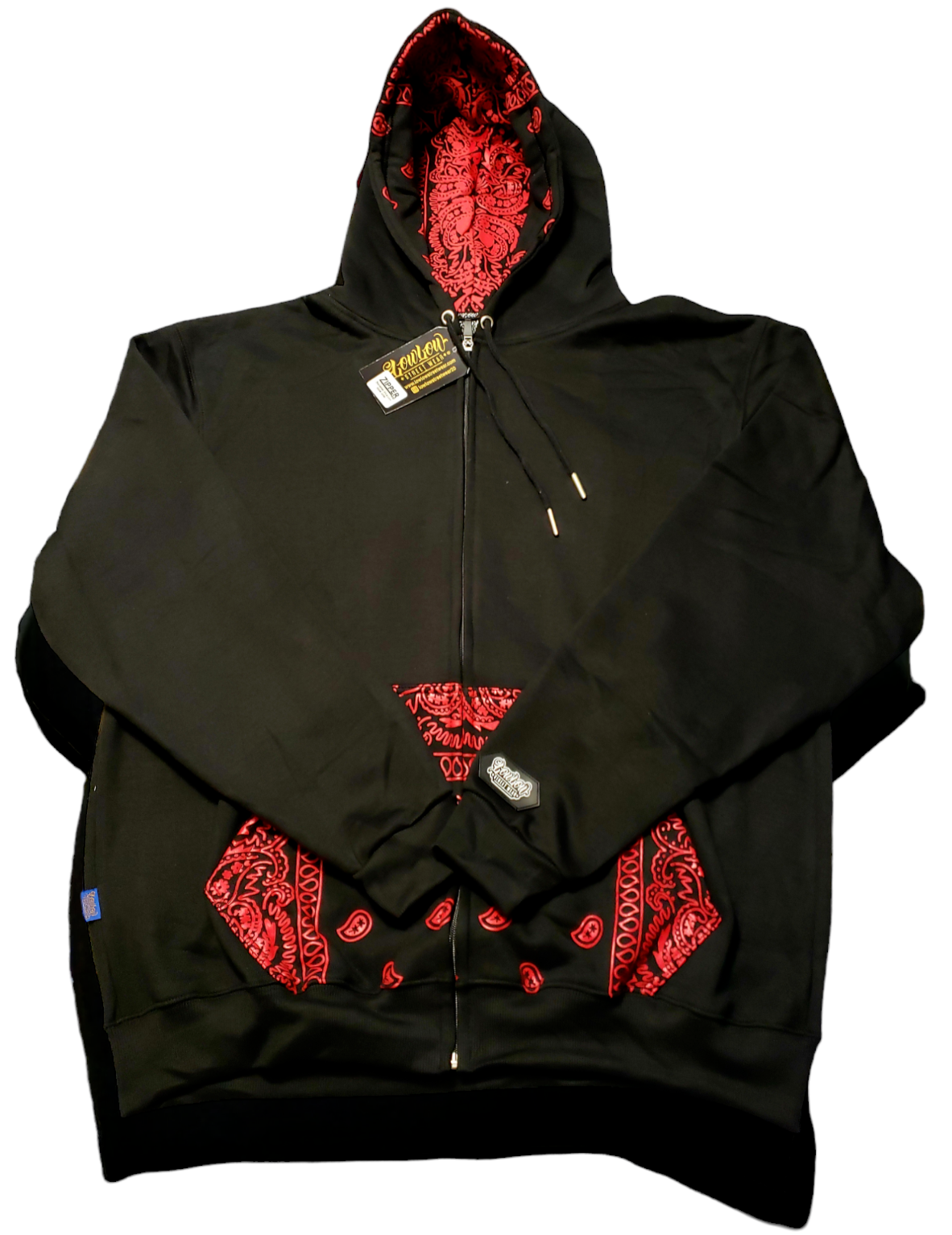 Hood Members Only バンダナ MIKADO Low Low Black and Red Paisley OG Lowrider Chicano Chicana Si