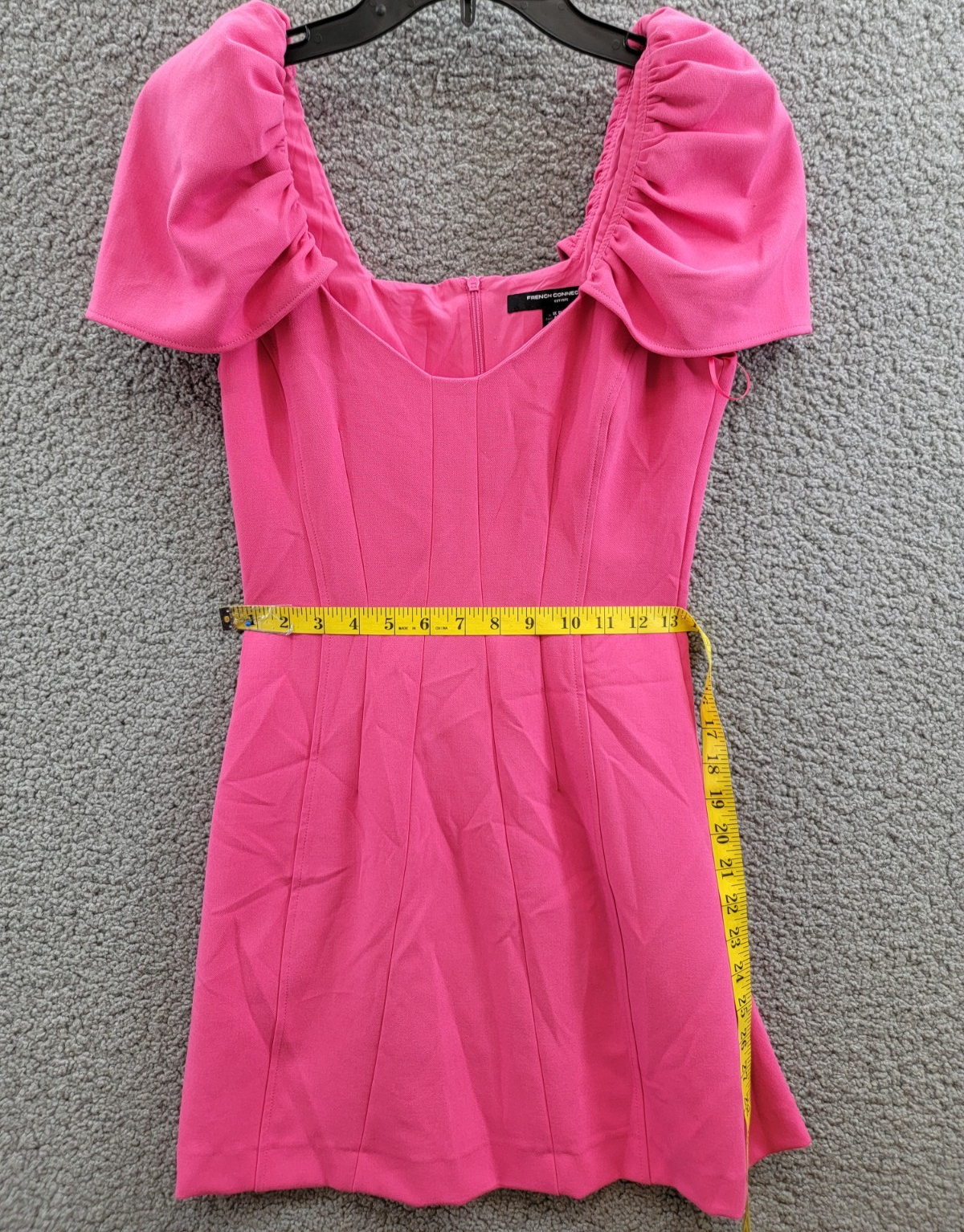 French Connection Whisper Gathered-Sleeve Dress Women's 0 Raspberry Sorbet S/S - Picture 8 of 16