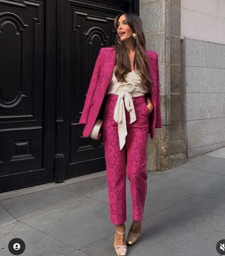 ZARA WOMAN NWT SS22 FUCHSIA LACE ANKLE PANTS ALL SIZES REF