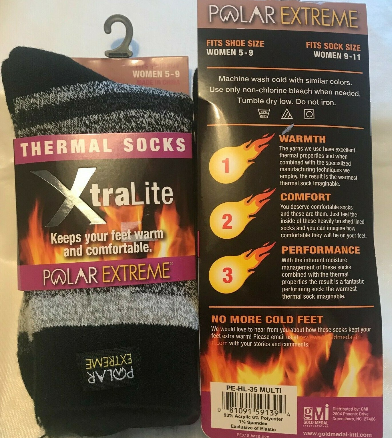  2 PAIRS POLAR EXTREME INSULATED Thermal Men Women Socks M 6-12  W 5-9 XTRALite