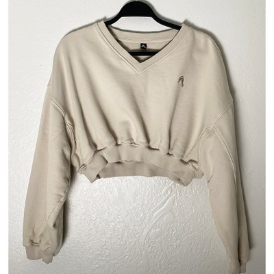 Oner Active Women's All Day Lightweight Oversized V Neck Sweatshirt Sand Cropped
