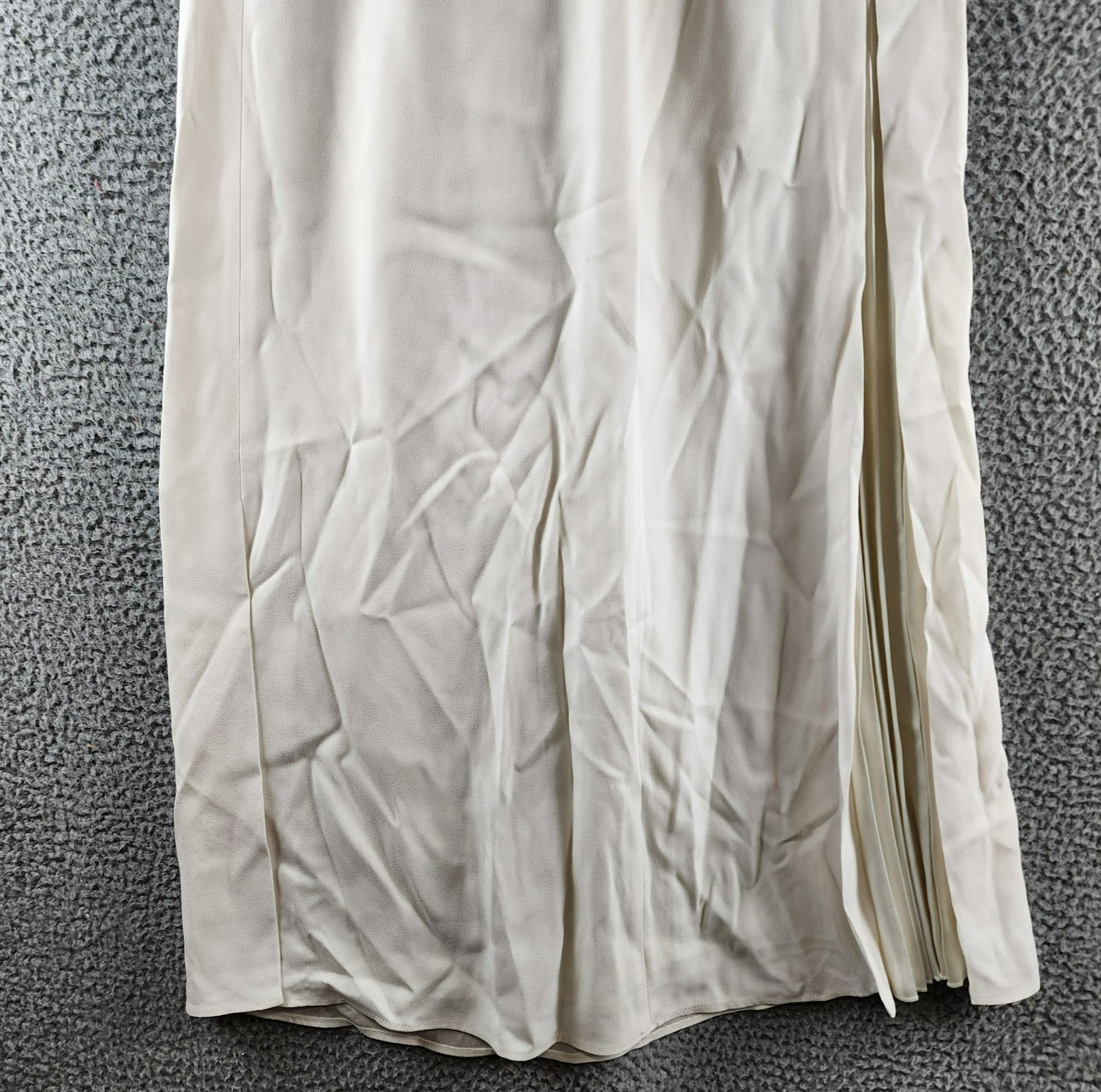 Boss Vateza Skirt Women's 4 Soft Cream Front Pleated Panel Back Zip Closure - Picture 4 of 15