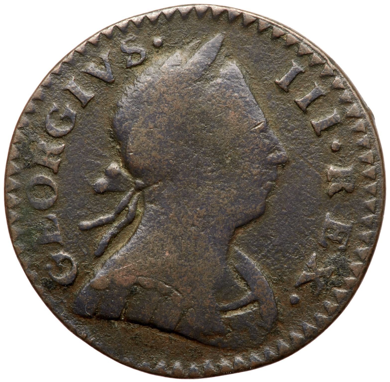 ヒンデローペン　マイネフィッサー盆 1776 V 6-76A R-4 Machins Mills Half Penny Colonial Copper