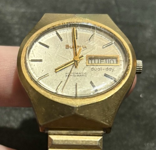Bulova Watch N7 Automatic Dual Day Works 1977 Vintage Rare