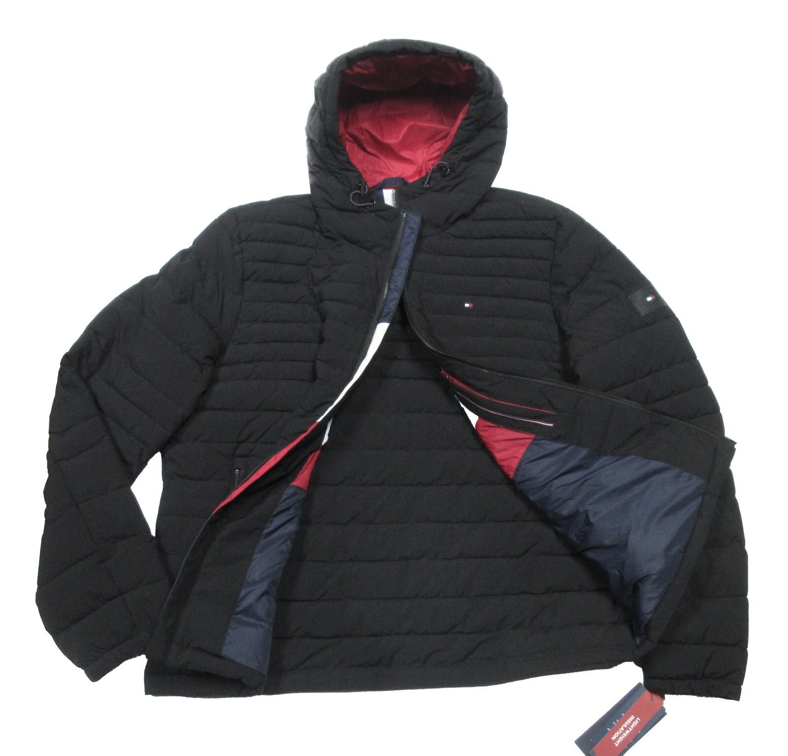 Tommy Hilfiger Men's Black TH Flex Quilted Puffer Hooded