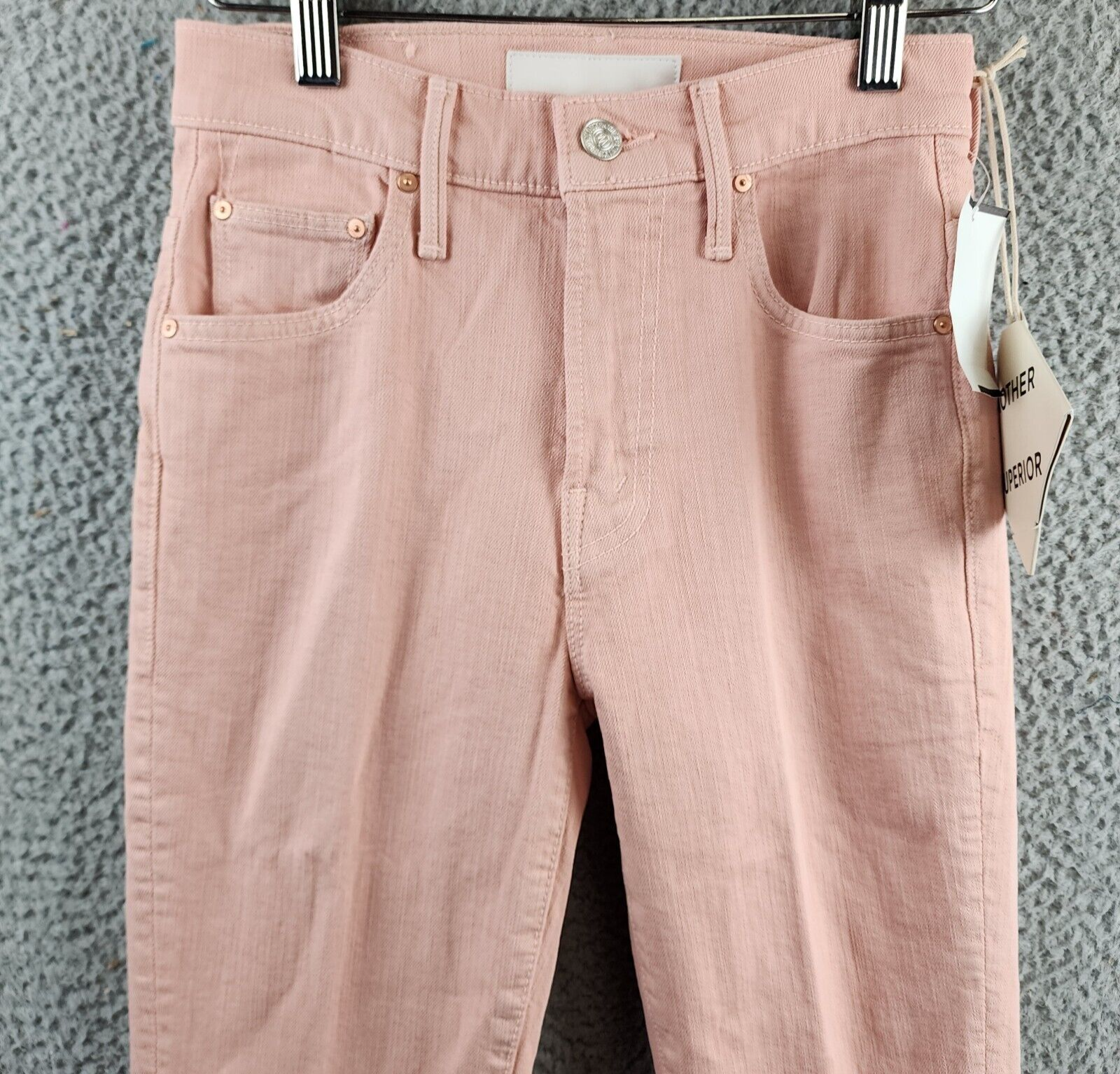 Mother the Insider Hover High Rise Straight Jeans Women's 24 Peach Parfait Solid - Picture 3 of 15