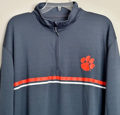 New Quarter Zip Men s Light Jacket Clemson Tigers Gray Color by Champion