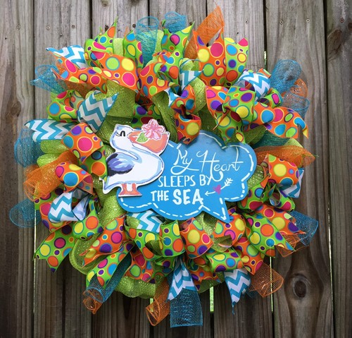 My Heart Sleeps By The Sea Wreath, Beach Wreath, Summer Wreath, Nautical Wreath