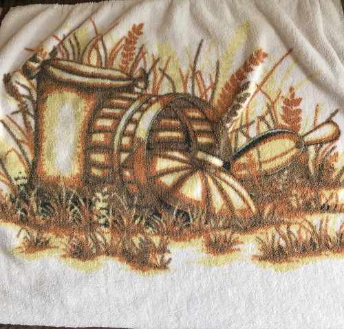 Vintage Golden Crown Towel Apron Brown Gold Country Rustic Print USA