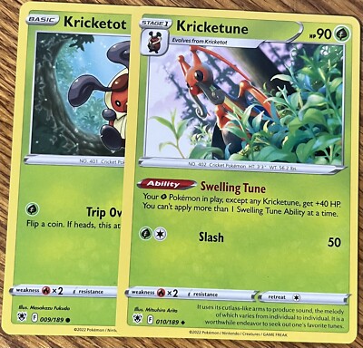 Kricketot 9/189, Kricketune 10/189 - Evo Line - Astral Radiance - Read Desc.
