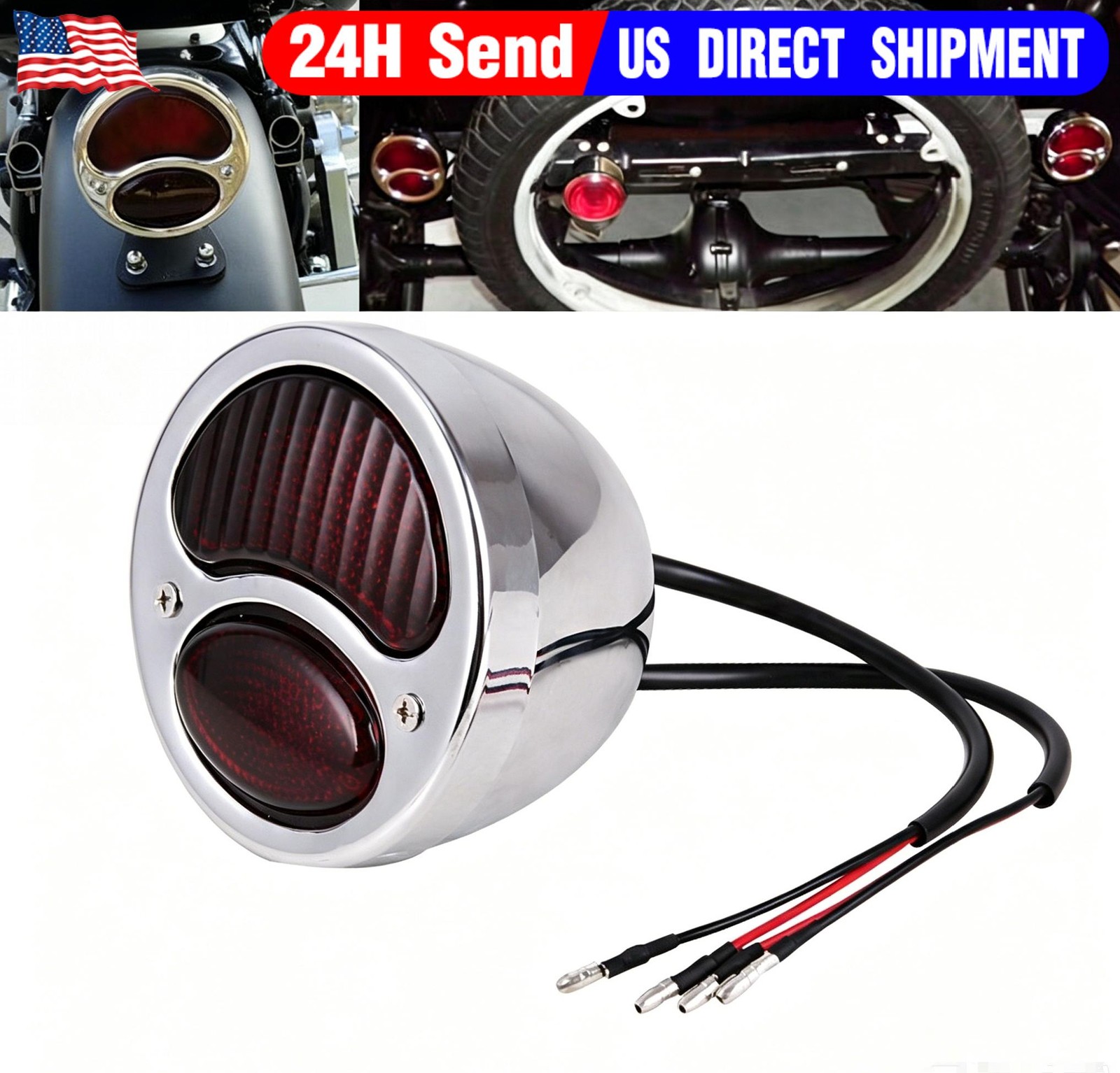 A Stainless Steel Taillights Lamps Brake Light Rat Rod Truck For Ford Mode