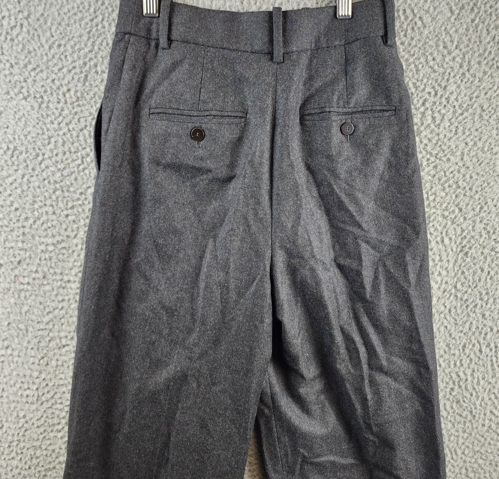 Theory Pleated Wide Leg Wool Pants Women's 0 New Charcoal Melange Zip Hook & Bar - Picture 14 of 15