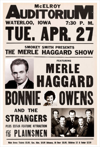 Merle Haggard 1971 concert poster print