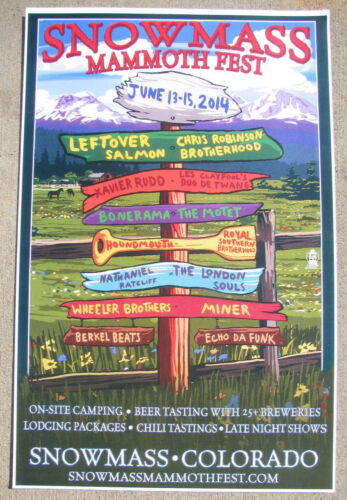 Snowmass MAMMOTH FEST 2014 Colorado Festival Poster Les Claypool, Chris Robinson