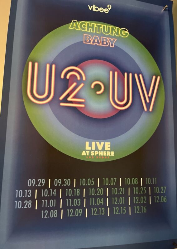 NIP ~ U2 "U2:UV Achtung Baby" at The Sphere Las Vegas ~ VIP Tour Poster 2023