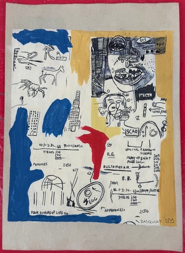 Jean Michel Basquiat (Handmade) Mixed Media Paper Painting