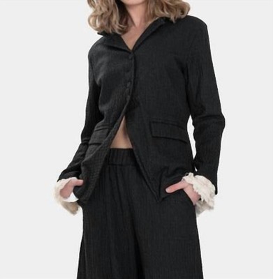 Pre-owned Baci Embossed Jacket With Ruffles In Black - Size S