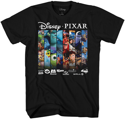 Disney Pixar Mash Up Men's Black T-Shirt New