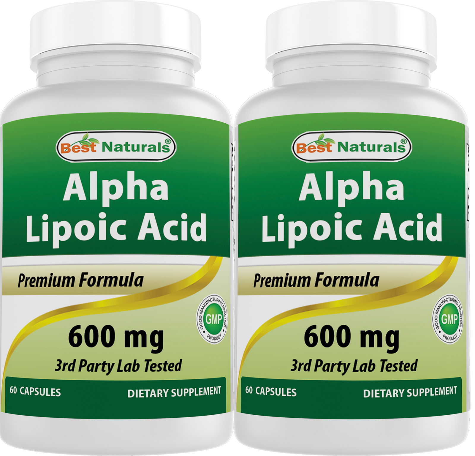 2 Pack Best Naturals alpha lipoic acid 600 mg 60 capsules-  ALA Antioxidants
