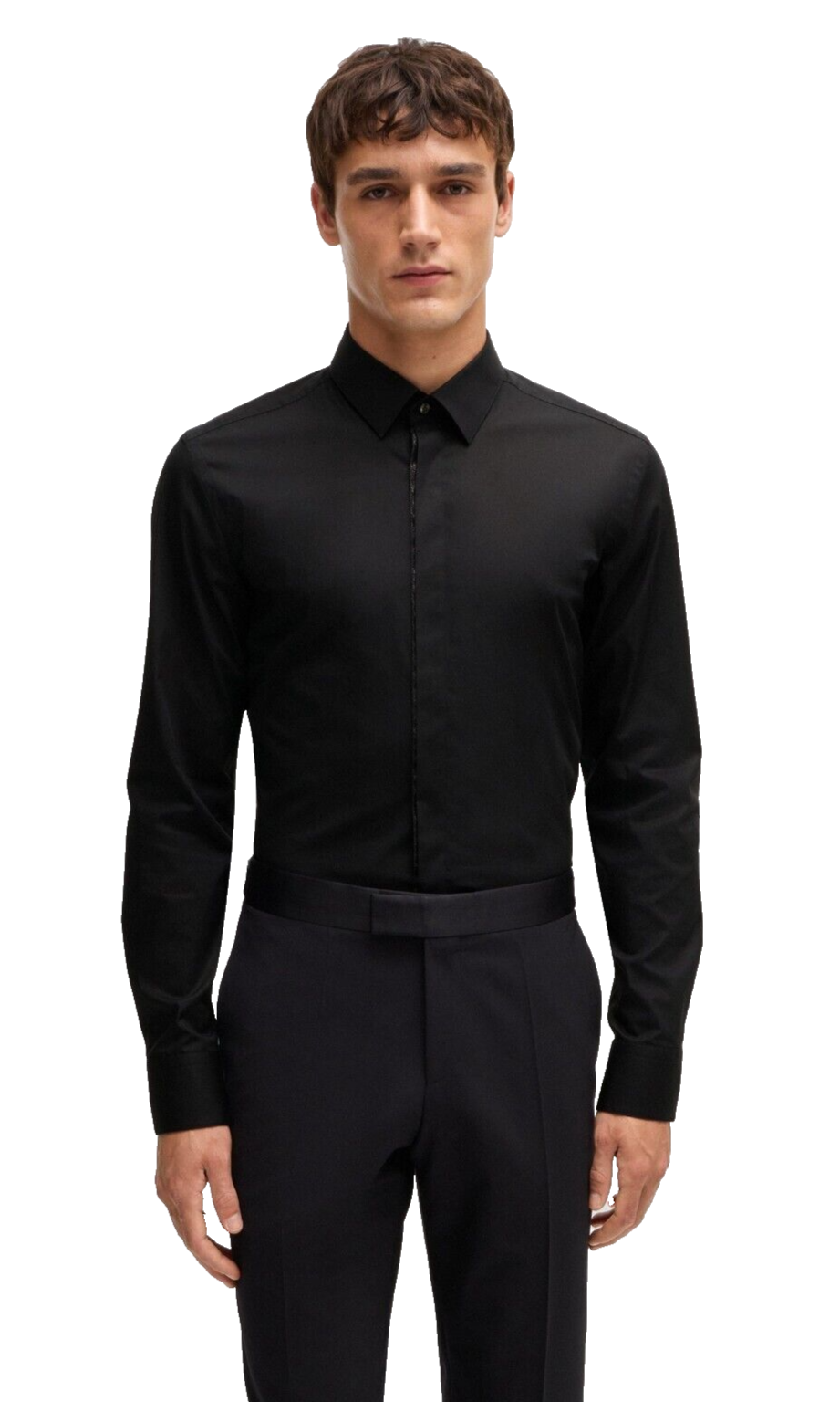 プライド　シャツ　ブラック　40 BOSS Slim Fit Black Party Dress Shirt Easy Iron Stretch