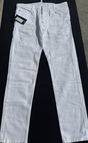 Pre-owned Dsquared2 Skater Style Jeans Crotch Slim Bottom /slim Jean White Size 48 Eu