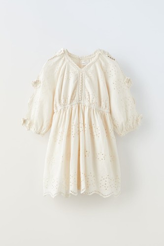 トップス Yoliu Frill Ladder Embroidery ZARA KIDS GIRL EMBROIDERED SCHIFFLI DRESS LIGHT SAND 4493