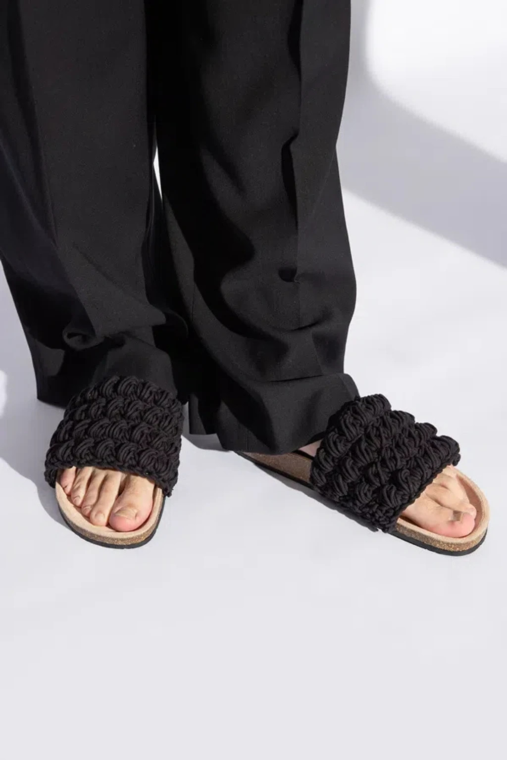 JW Anderson Popcorn Crochet Slip On Slide Sandals Men's 43/10US Black Open Toe - Picture 1 of 19