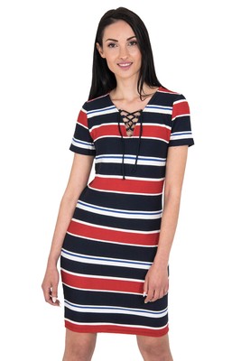 

Платье в полоску Desigual Womens Dreams, темно-синий/красный/белый, средний размер, Navy/red/white