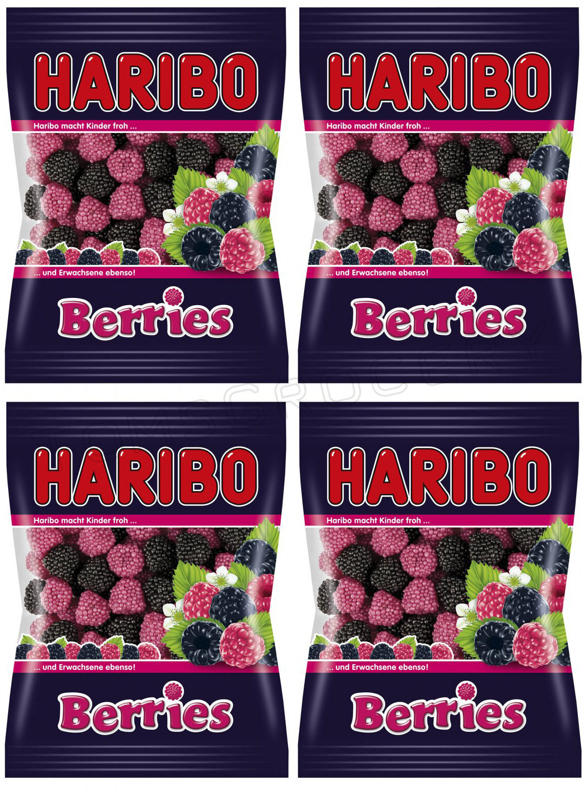 4 HARIBO BERRIES Raspberry & Blueberry Flavor Gummy Candy
