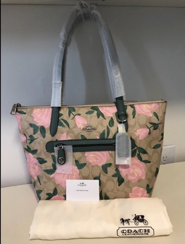 COACH Camo 🌹🌺 ROSE TAYLOR Zip TOTE Shoulder BAG 31206