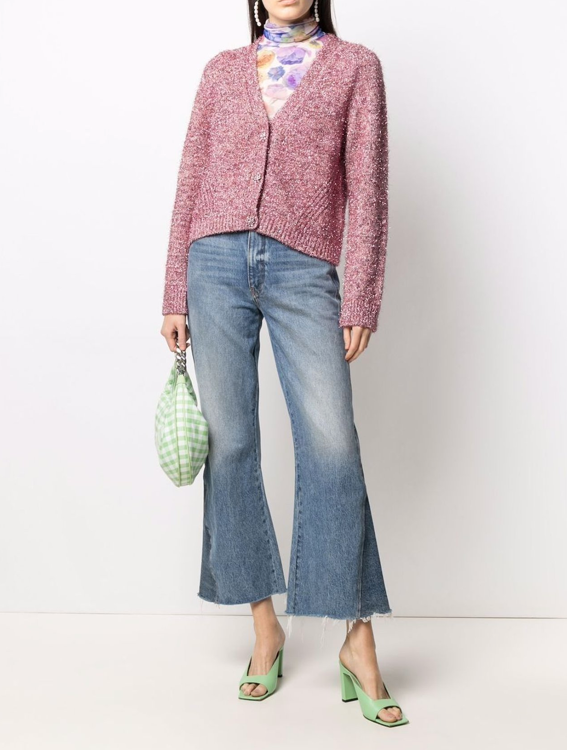 Ganni Cardigan Womens XS Pink Button Up Raglan Sleeve