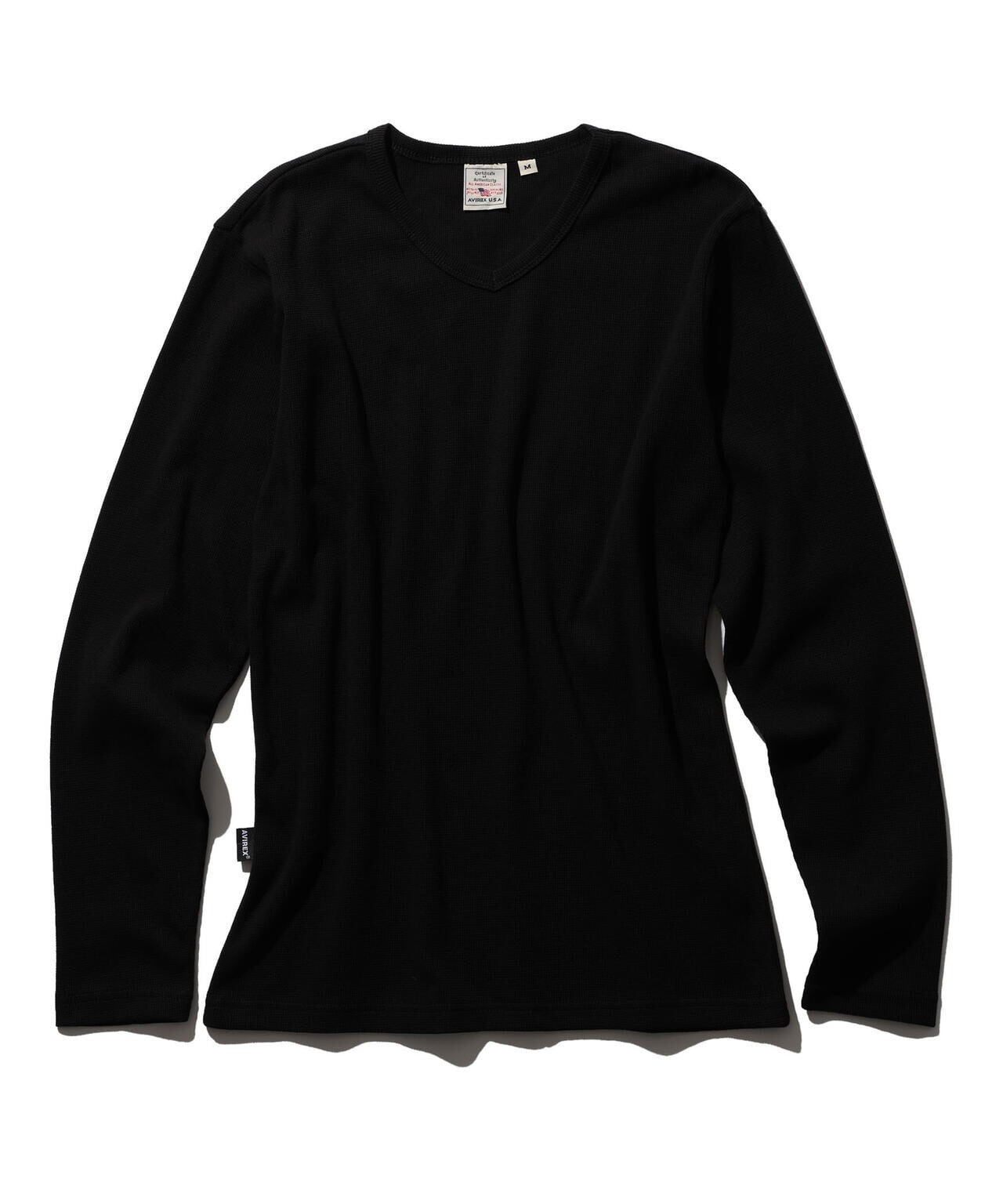 ASK availability first) AVIREX MINI WAFFLE V NECK T-SHIRT
