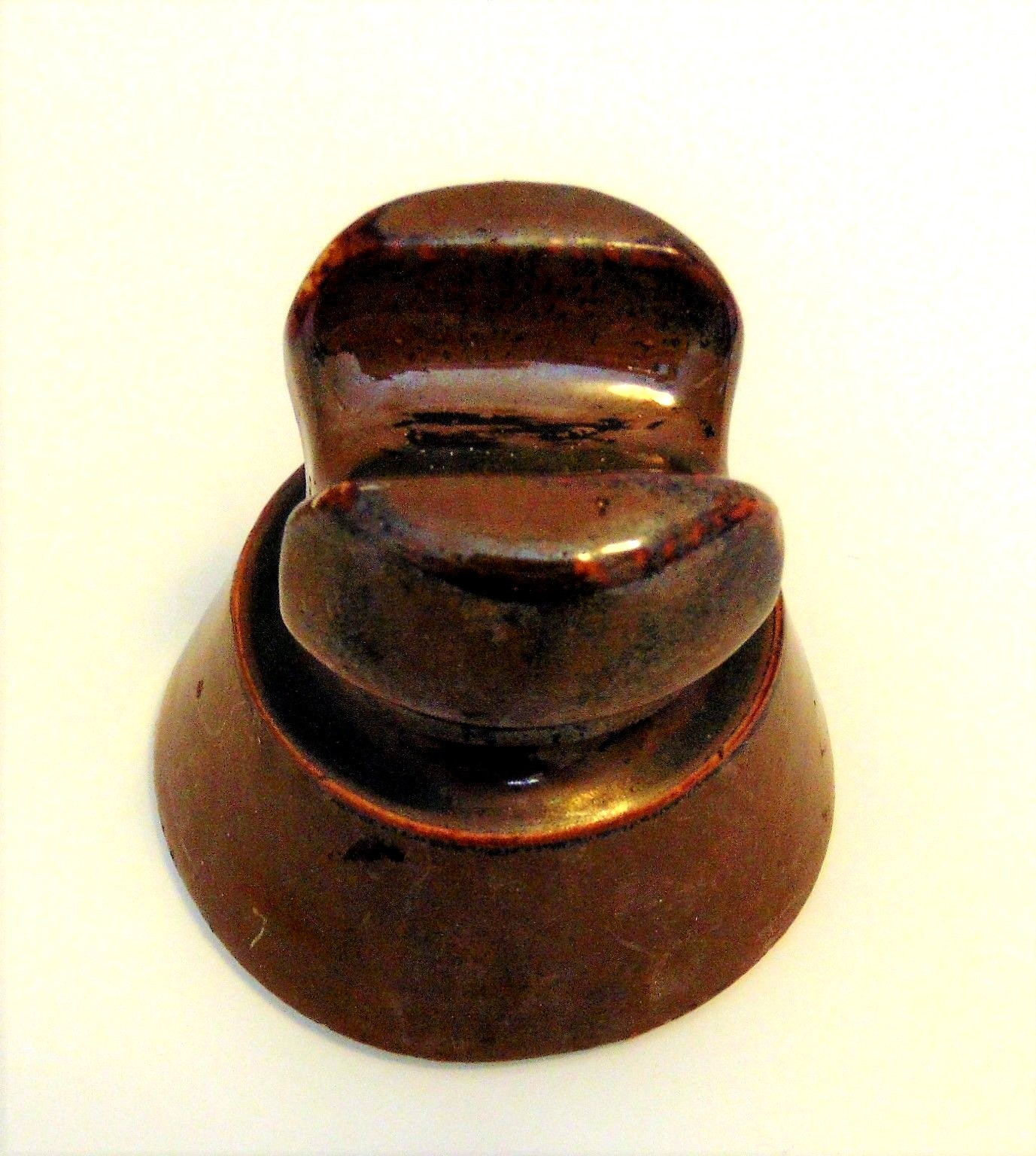 Vintage Brown Ceramic Saddle Top 3.15