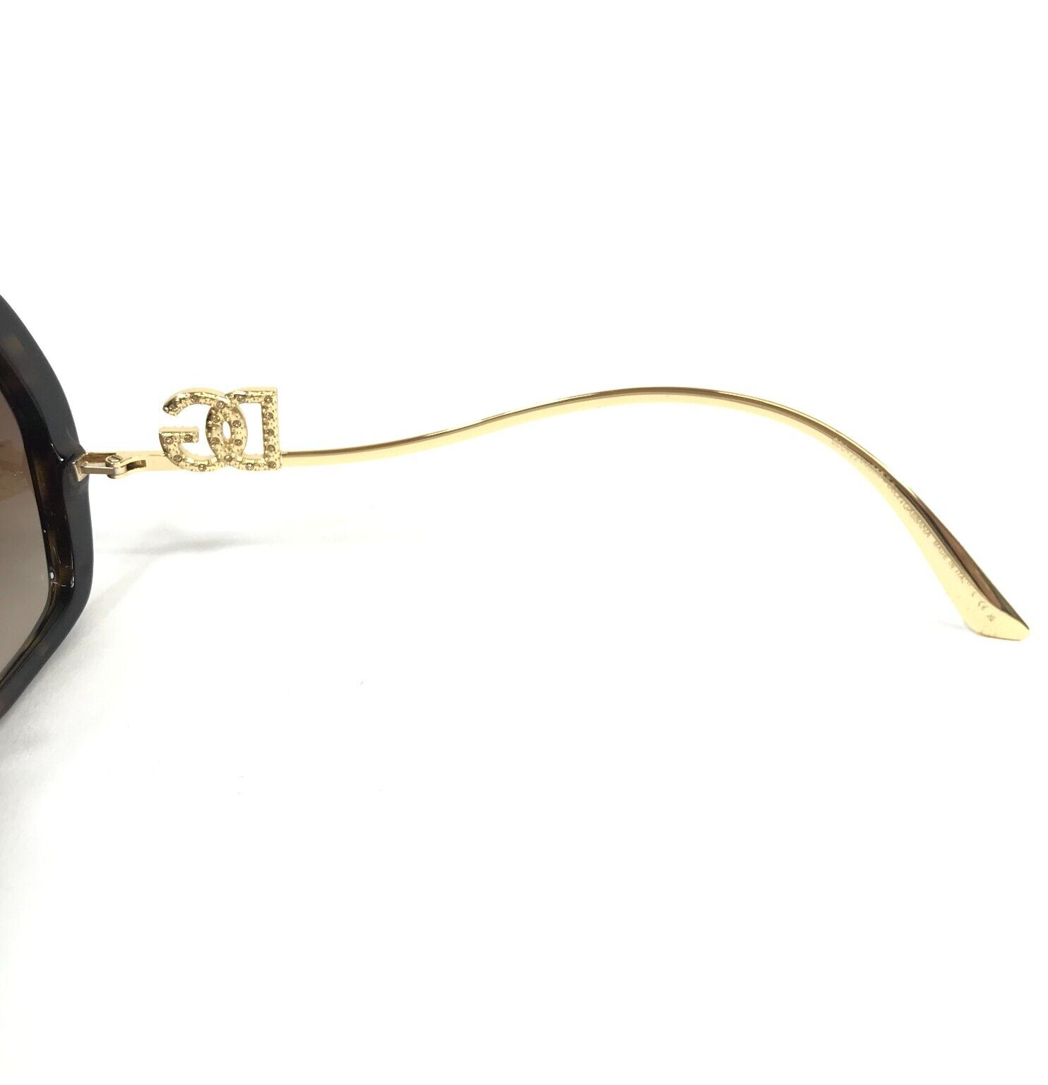 Pre-owned Dolce & Gabbana Sunglasses Dg4468-b 502/13 Gold Tortoise Octagon Crystal Frames In Brown