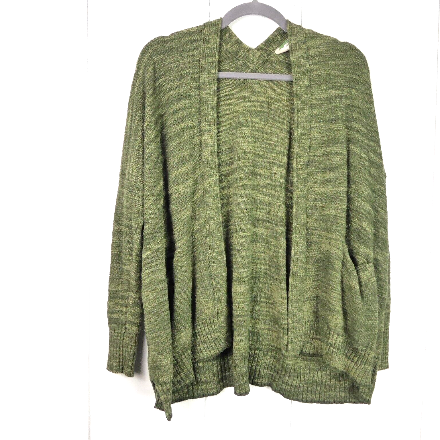 Anthropologie Cardigan SZ S Open Front Heather Green Dolman