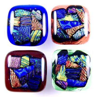 DICHROIC Glass Cabinet Knobs Drawer Pulls Rainbow Mosaic Shards Kitchen Bathroom