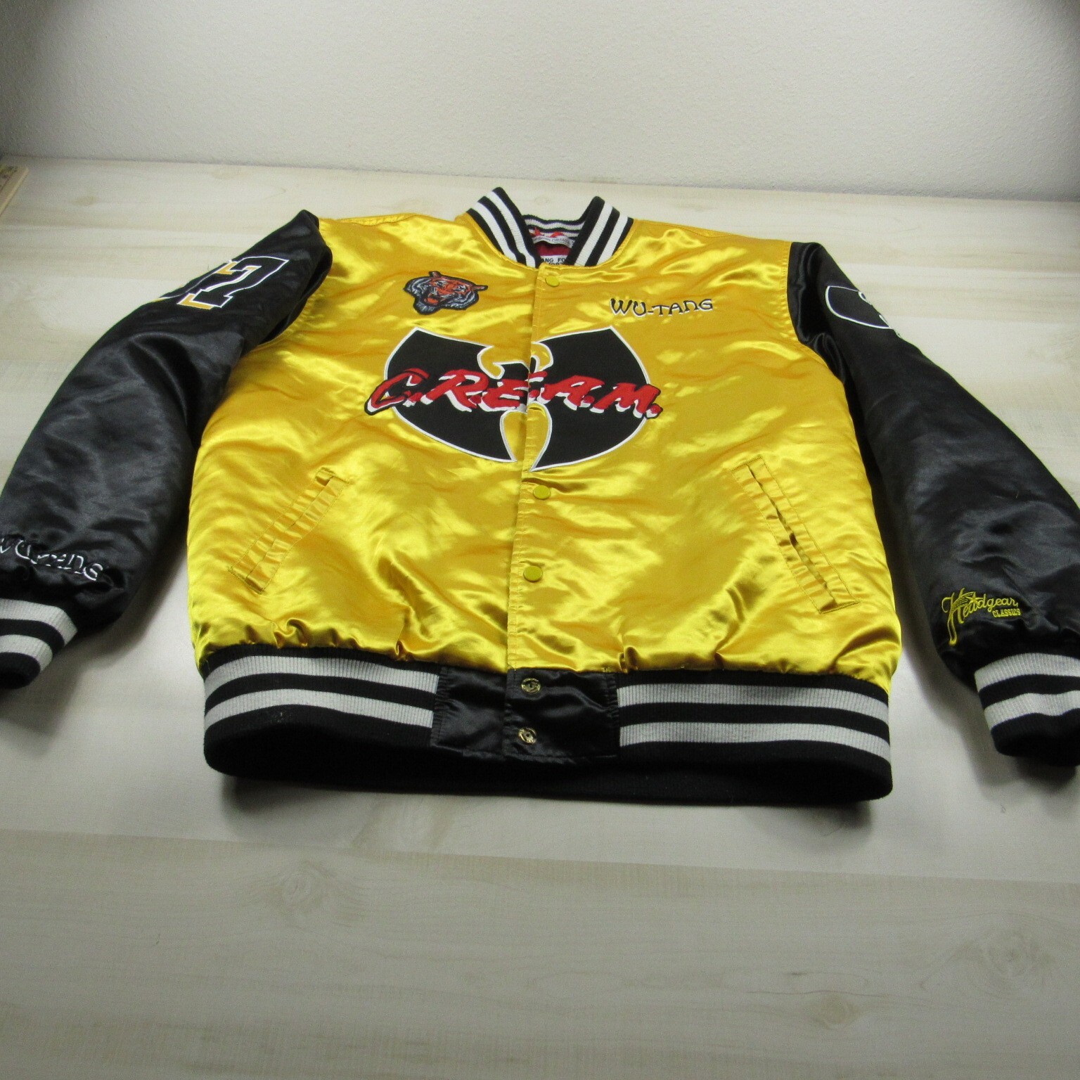 【 Wu-Tang Jacket size: L 】 Wu Tang Jacket Mens 2XL XXL Yellow Headgear Satin 1997