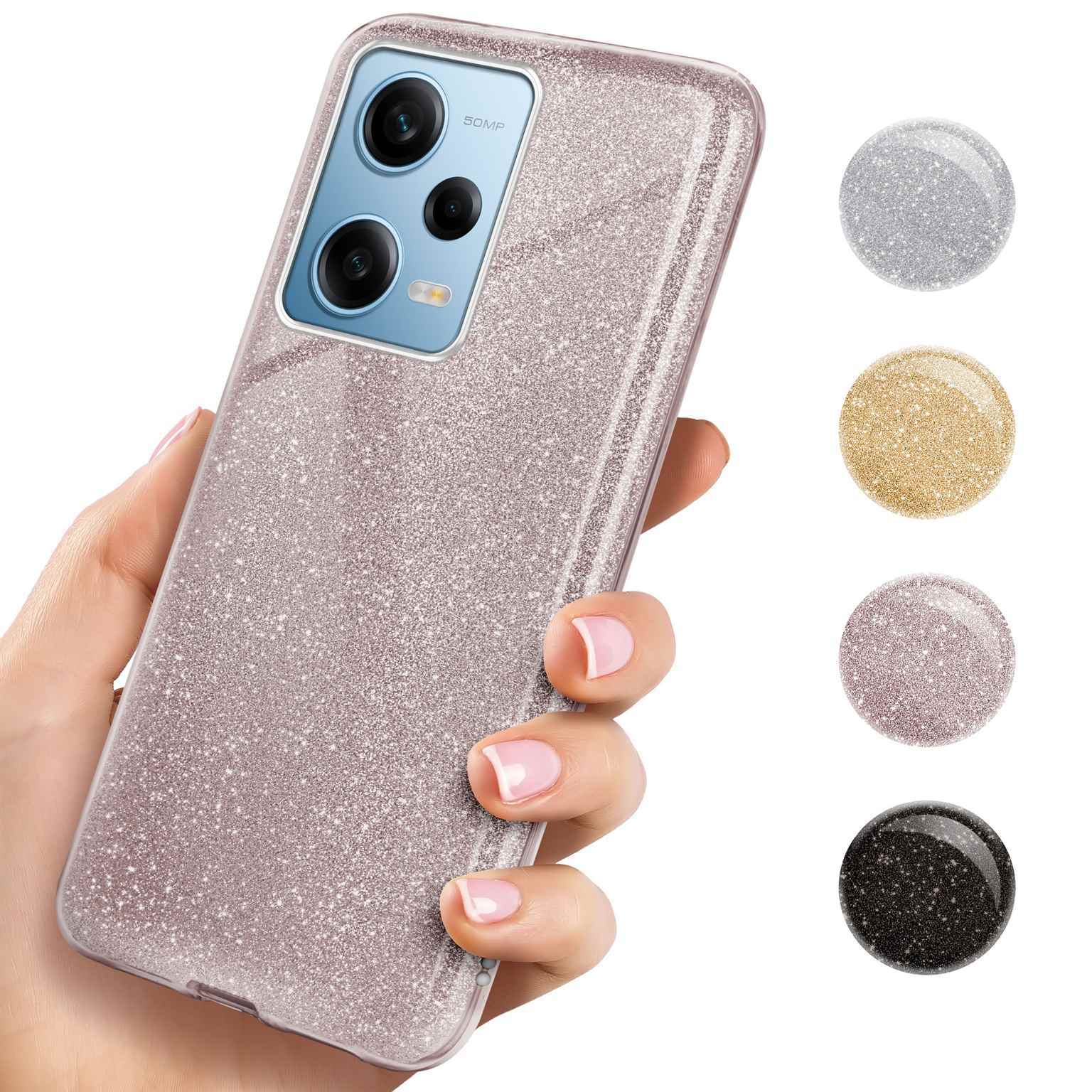 Glitzer-Handyhülle Für Xiaomi Redmi Note 11 Pro – Mit Herz-Design, Kameraschutz & Galvanik-Rahmen