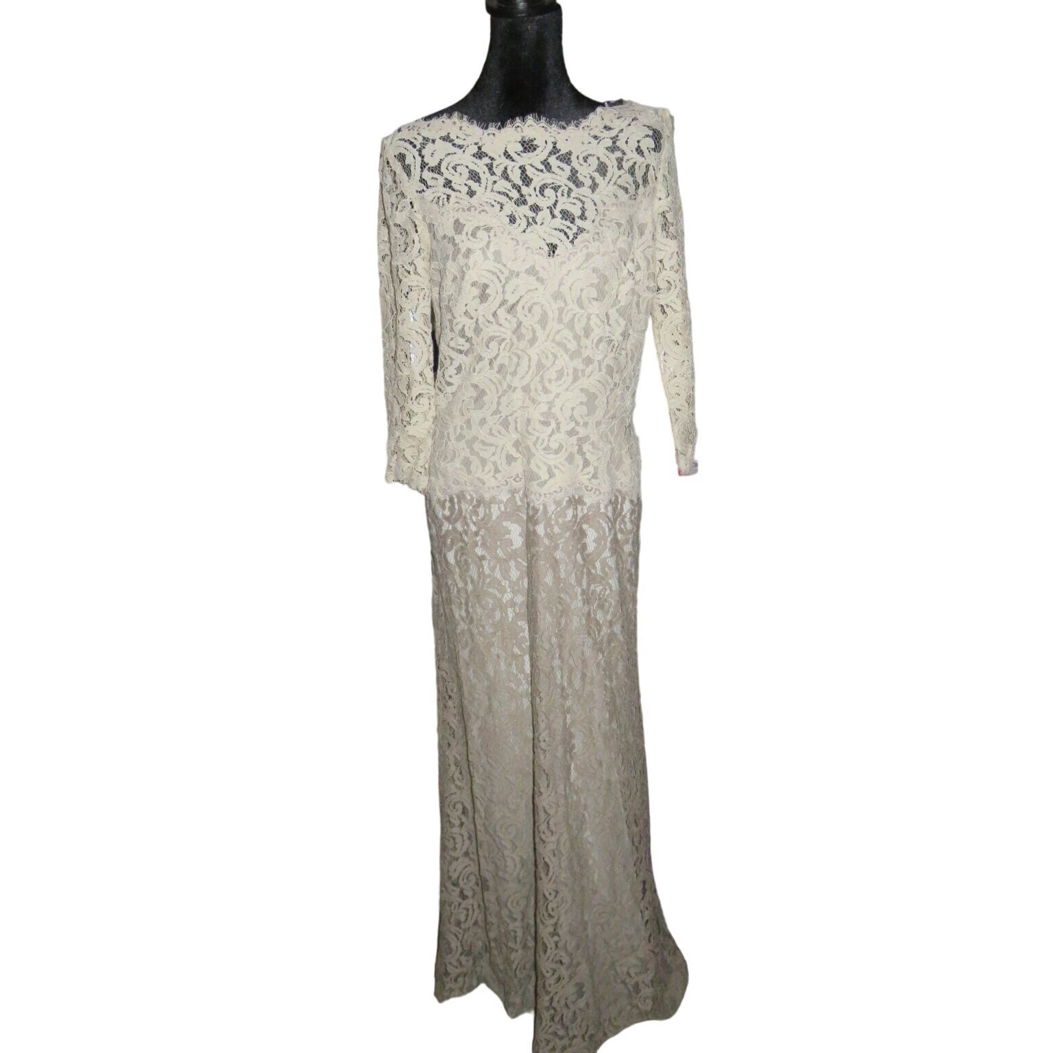 TADASHISHOJI SALE Delmar 貝殻装飾 レース ロングドレス IVORY Delmar Shell Embellished Gown | Tadashi Shoji