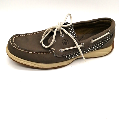 Sperry Top Sider Womens Boat Shoe Brown Leather Laces Square Toe Flat Heel 7.5