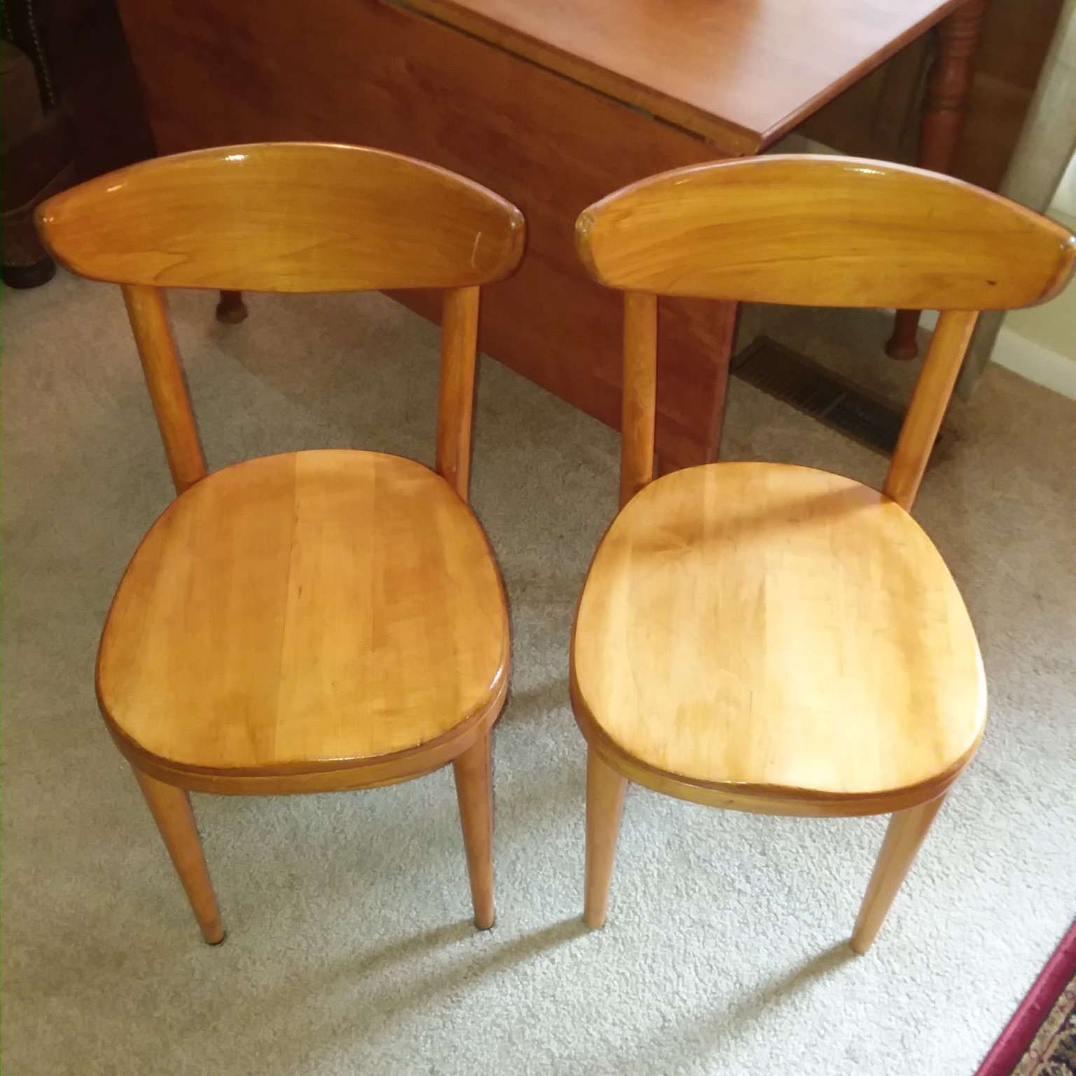 Thonet mid century hardwood cafe chairs and drop leaf table