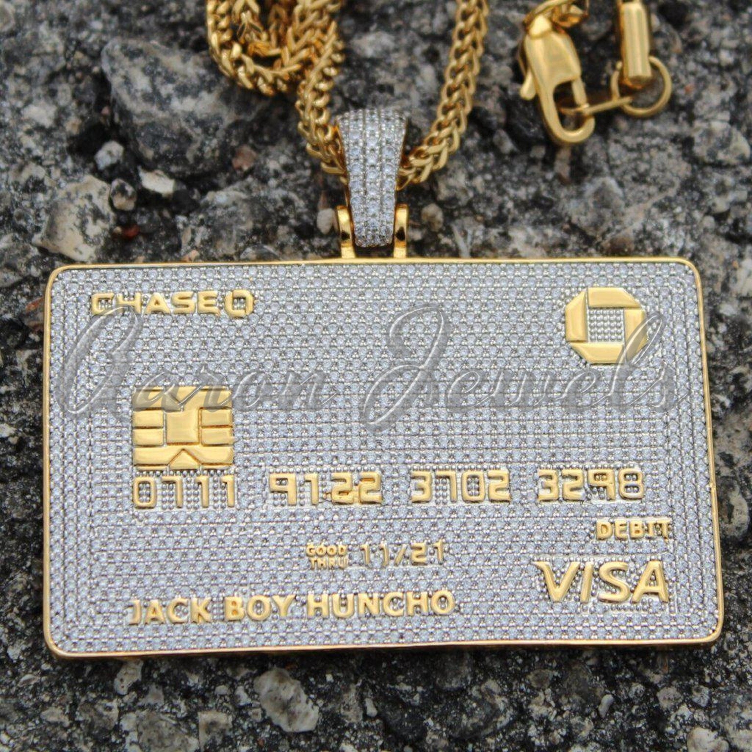 Pre-owned Handmade Mens Real 925 Silver 8.7ct Moissanite Customized Name Card Pendant Passes Tester In Yellow