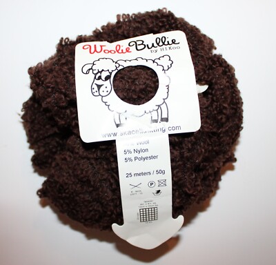 HiKoo Woolie Bullie 90% Wool 5% Nylon 5% Polyester Brown 50gr, 25m