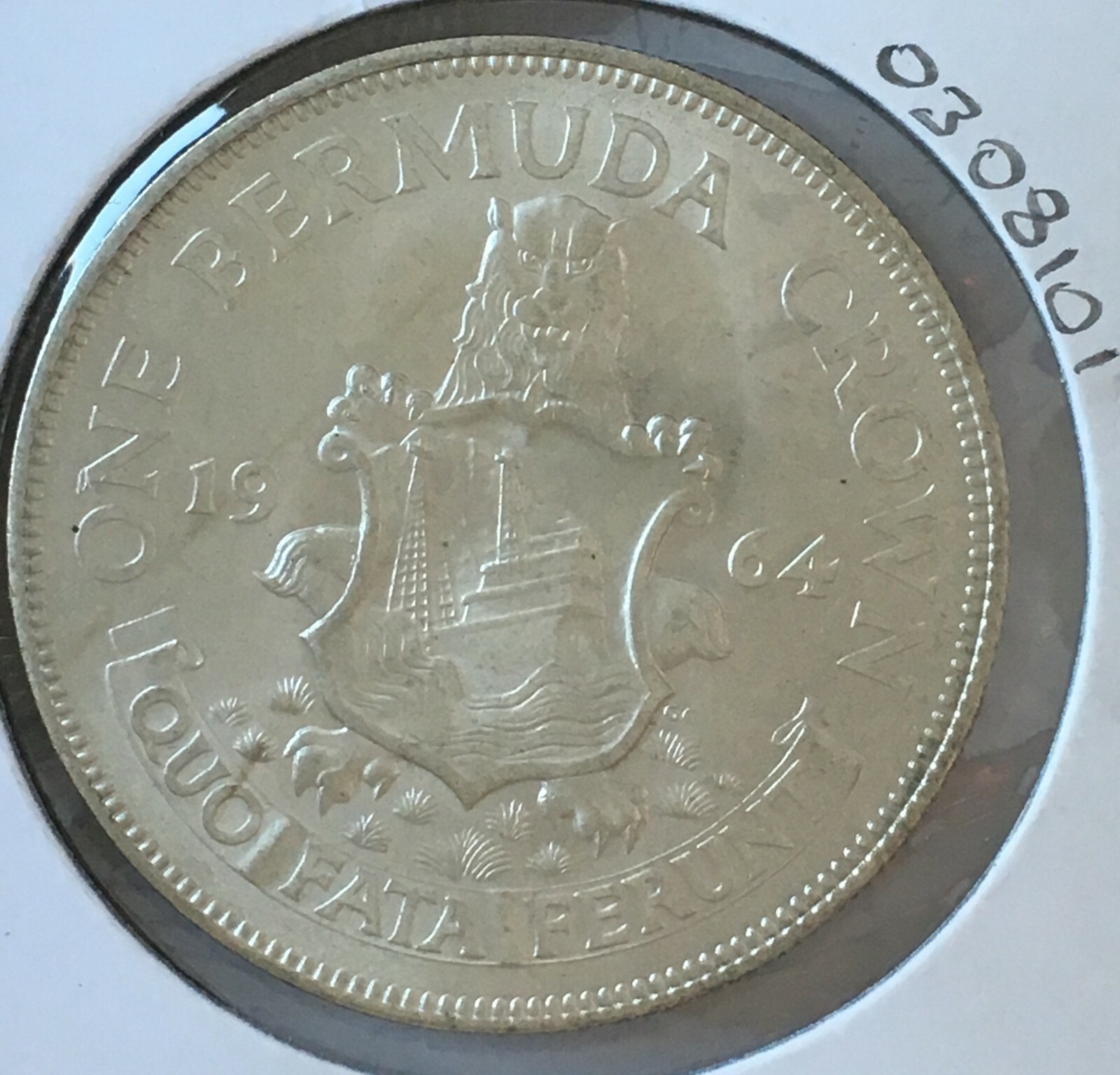 1964 BERMUDA SILVER ONE CROWN. BEAUTIFUL COIN FOR YOUR COLLECTION UNC