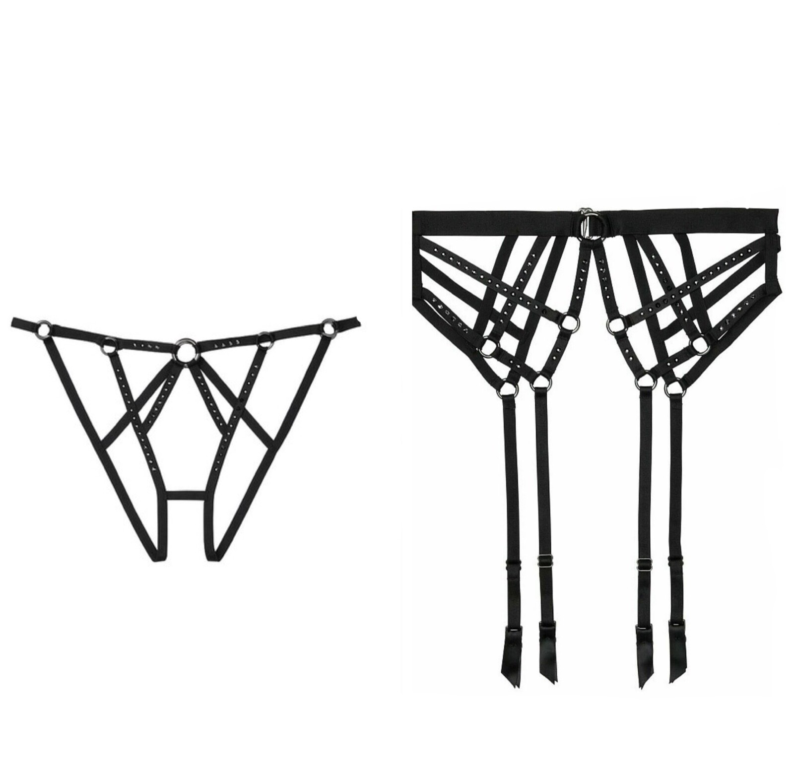 

Victorias Secret Swarovski, комплект из 2 предметов с ремешками и вырезами Cheekini + подвязки, черный