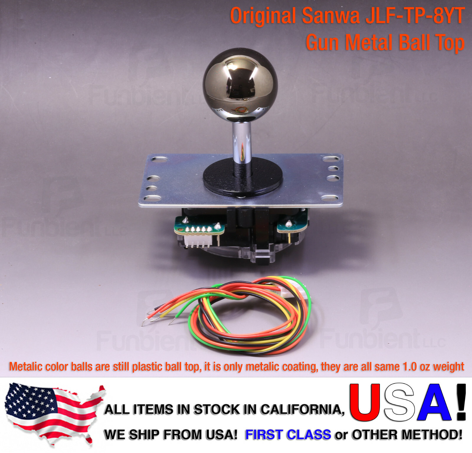 Sanwa Original Japan Arcade Joystick JLF-TP-8YT GUN METAL