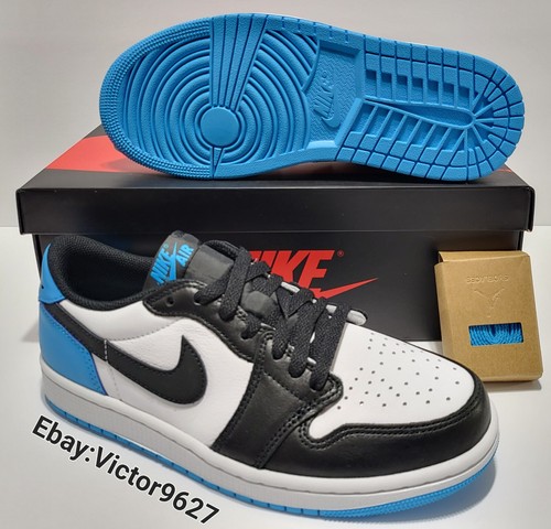 靴 AJ1 Low \"Black and Dark Powder Blue/UNC\" Air Jordan 1 Low Black Blue | Hypenewz