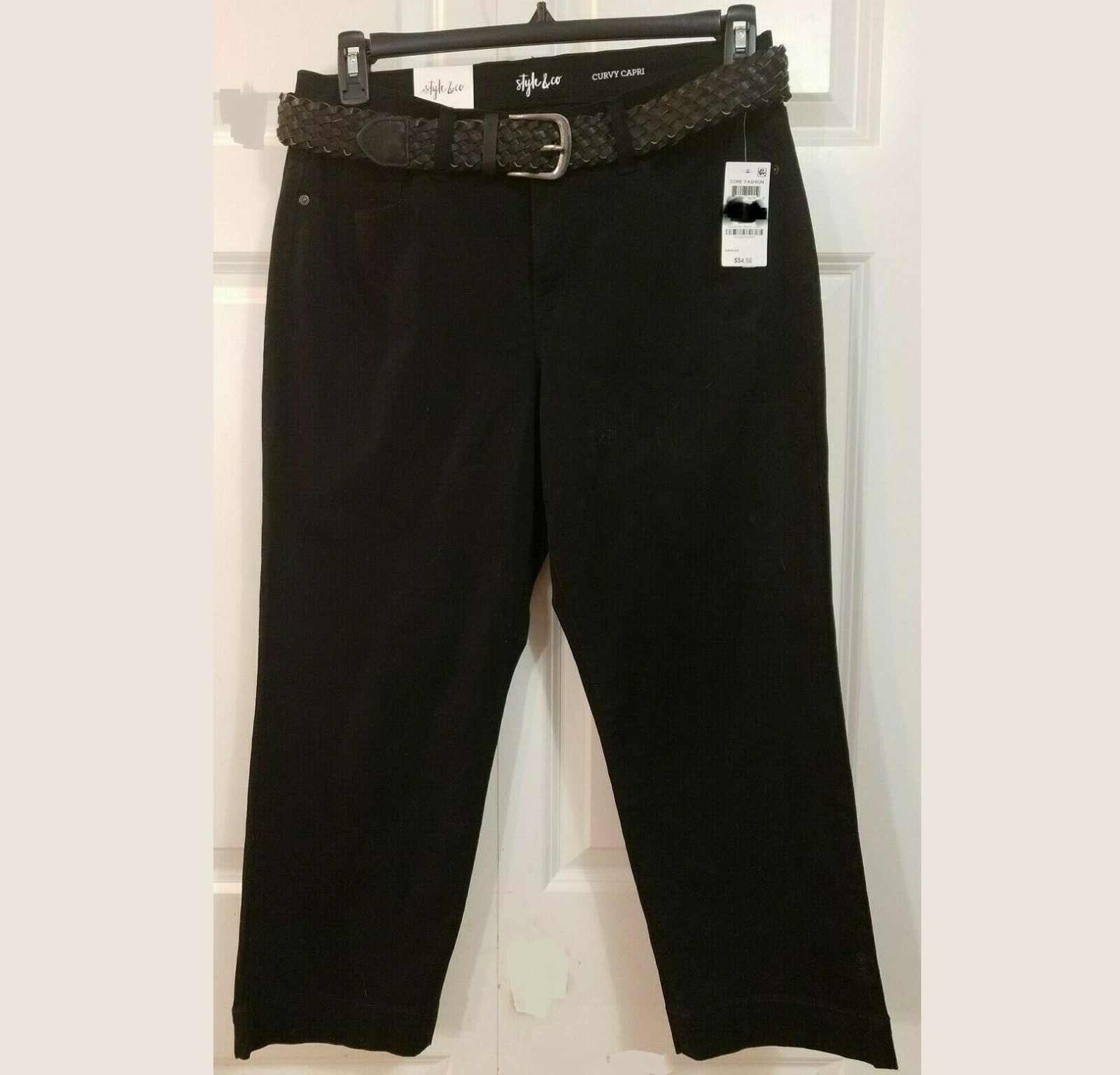 Style & Co Womens 6 Black Pockets Belted Mid Rise Curvy Fit